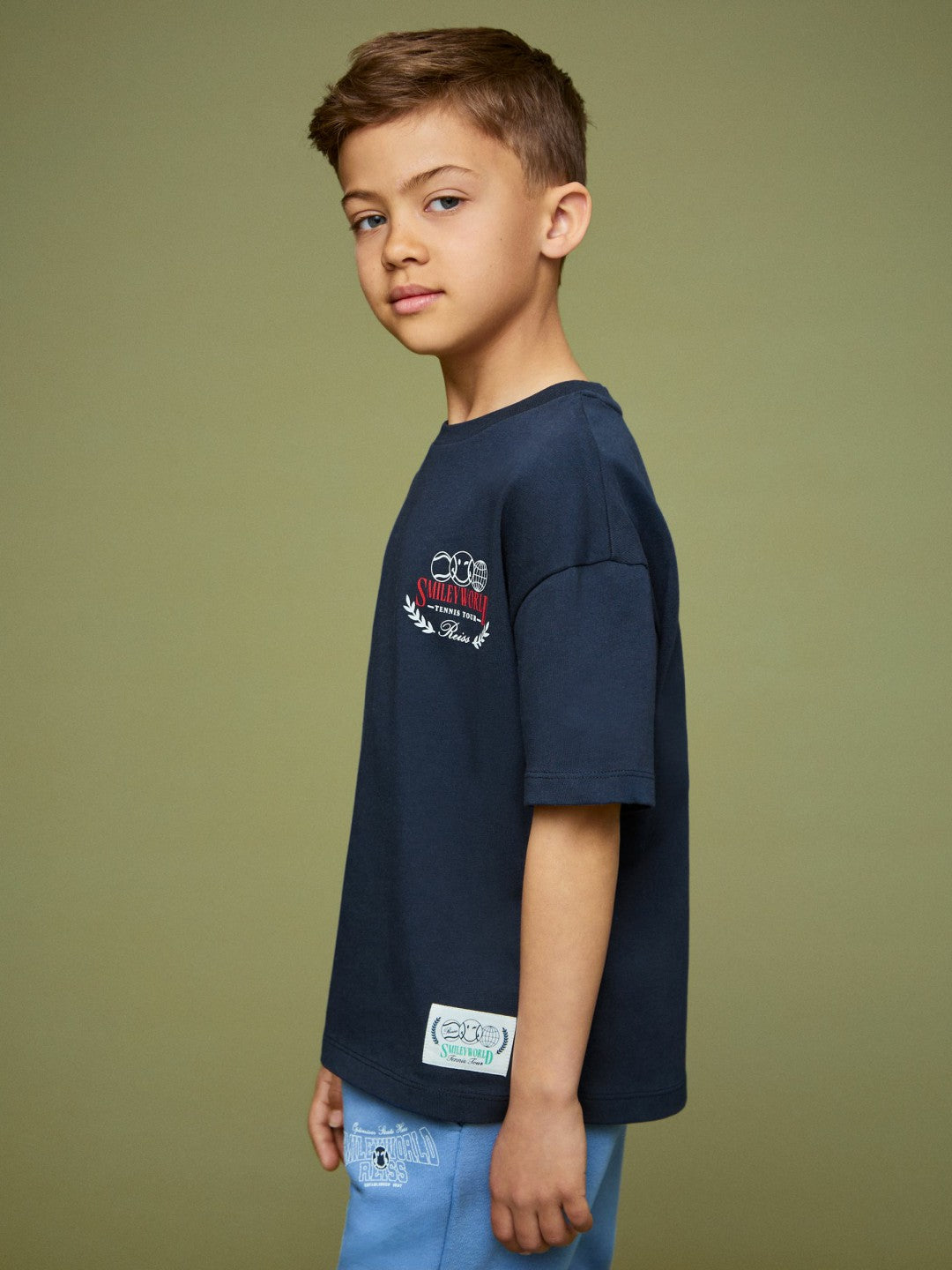 Reiss 9-13 yrs SmileyWorld Oversize T-Shirt in Navy
