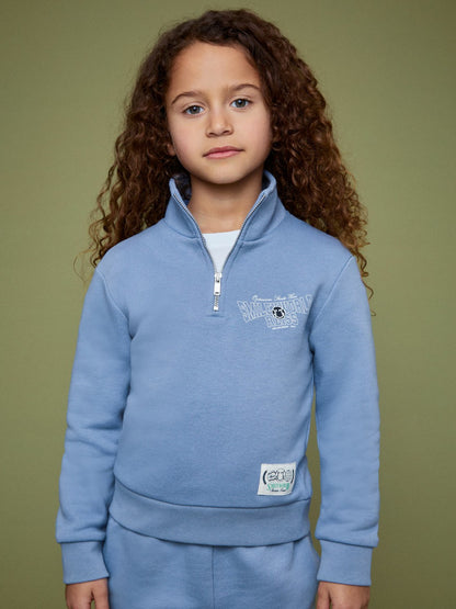 Reiss 9-13 yrs SmileyWorld Half-Zip Sweatshirt Unisex Fit in Blue