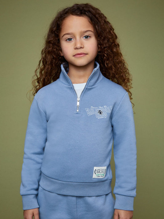 Reiss 9-13 yrs SmileyWorld Half-Zip Sweatshirt Unisex Fit in Blue