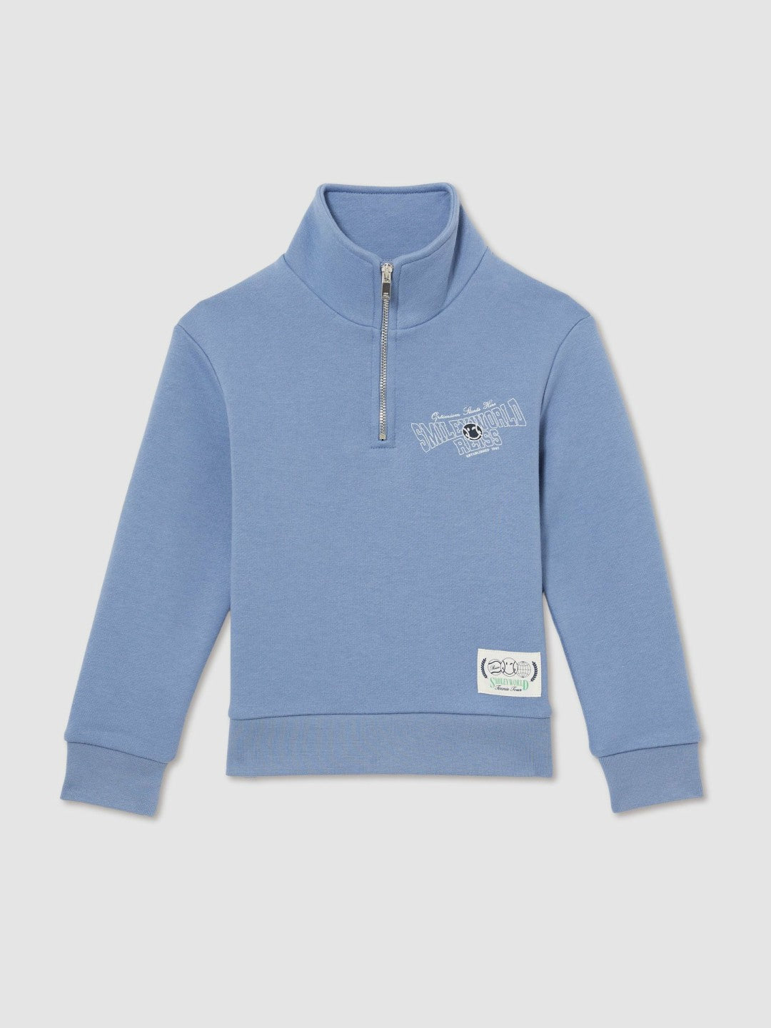 Reiss 9-13 yrs SmileyWorld Half-Zip Sweatshirt Unisex Fit in Blue