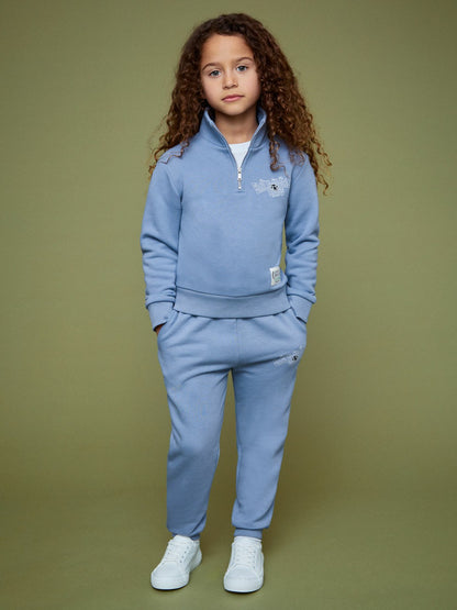 Reiss 9-13 yrs SmileyWorld Half-Zip Sweatshirt Unisex Fit in Blue