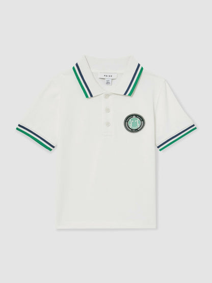 Reiss 3-9 yrs SmileyWorld Piqué Polo Shirt in White