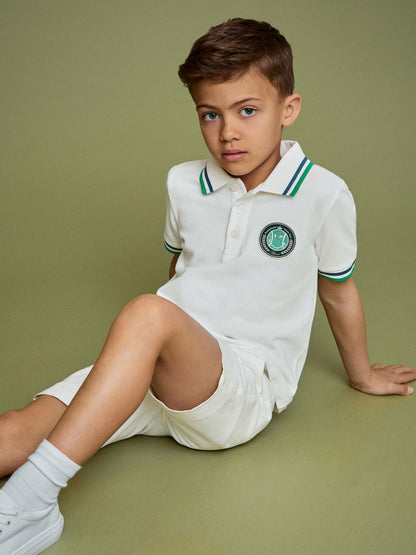 Reiss 3-9 yrs SmileyWorld Piqué Polo Shirt in White
