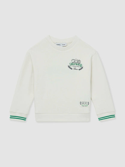 Reiss 13-14 yrs SmileyWorld Logo Sweatshirt Unisex Fit in White