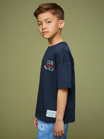 Reiss 13-14 yrs SmileyWorld Oversize T-Shirt in Navy