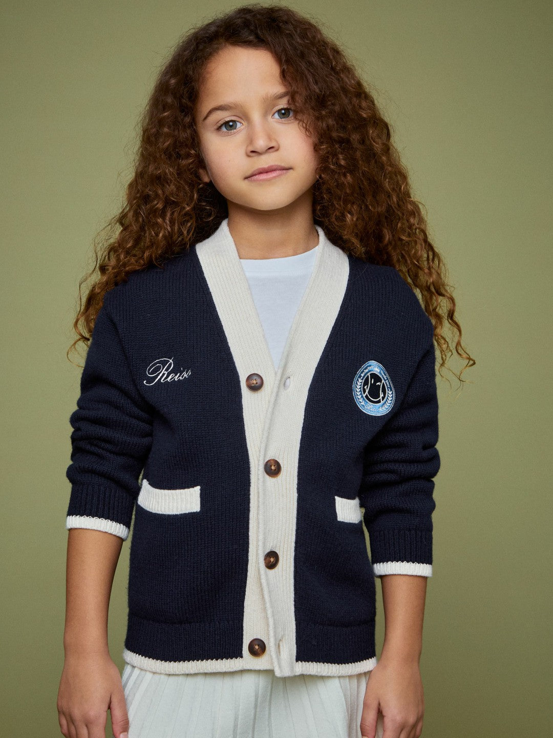 Reiss 13-14 yrs SmileyWorld Logo Cardigan Unisex Fit in Off White