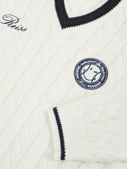 Reiss 9-13 yrs SmileyWorld Cable-Knit Jumper Unisex Fit in Off White