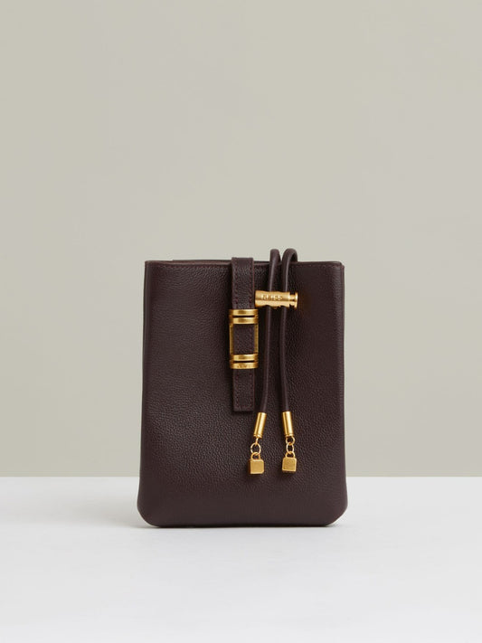 Reiss Leather Phone Holder in Oxblood