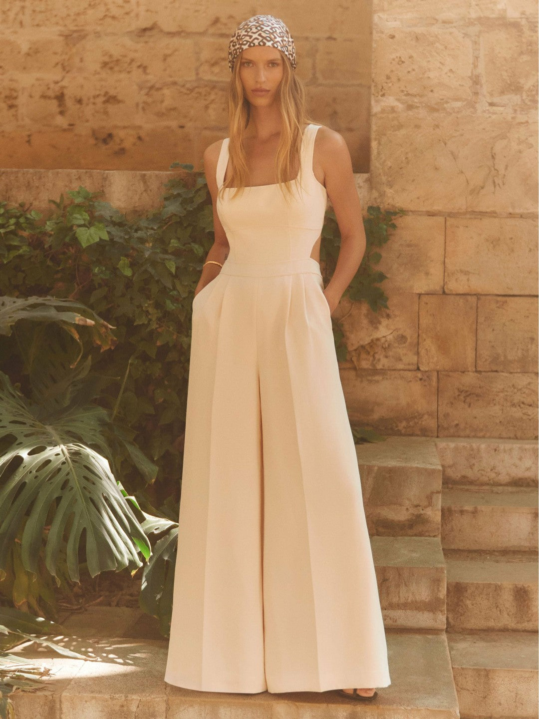 Reiss Wide-Leg Cut-Out Jumpsuit in Pale Pink