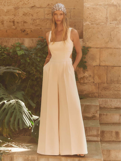 Reiss Wide-Leg Cut-Out Jumpsuit in Pale Pink