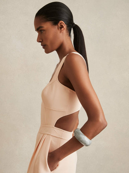 Reiss Wide-Leg Cut-Out Jumpsuit in Pale Pink