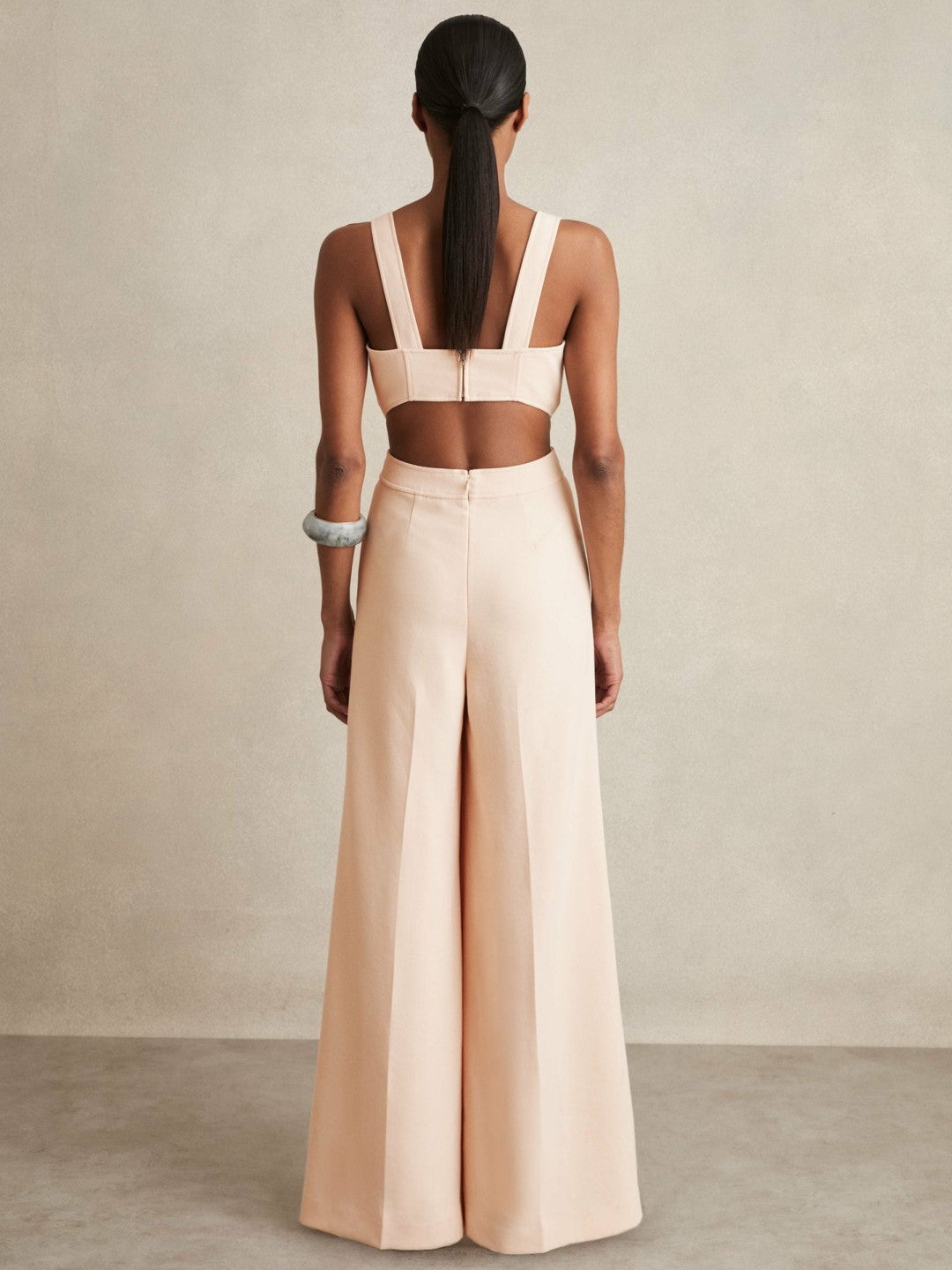 Reiss Wide-Leg Cut-Out Jumpsuit in Pale Pink