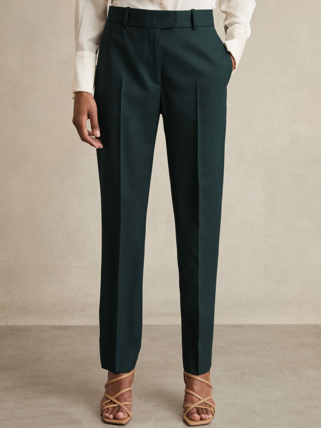 Reiss Wool-Blend Slim-Fit Suit Trousers in Green