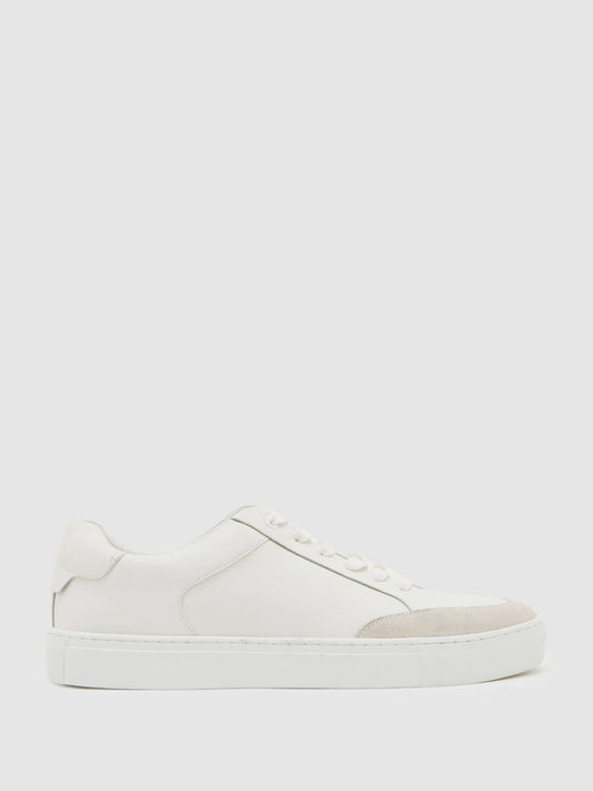 Reiss Bonded-Leather Low-Top Trainers in White