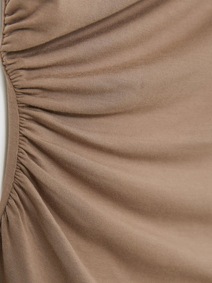 Reiss Stretch-Modal Ruched Vest in Mocha Brown