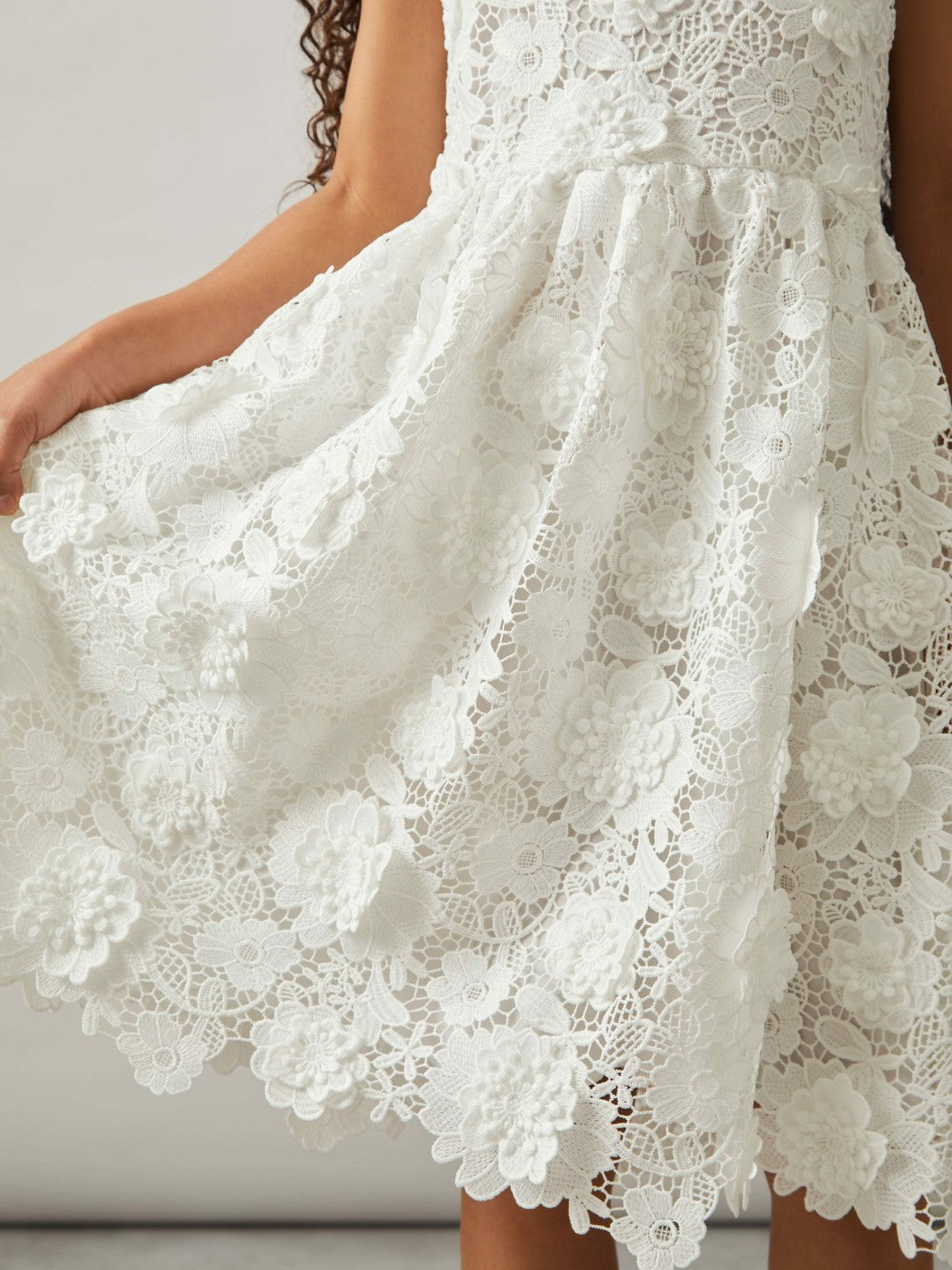 Reiss 9-13 yrs Guipure-Lace Midi Dress in Ivory