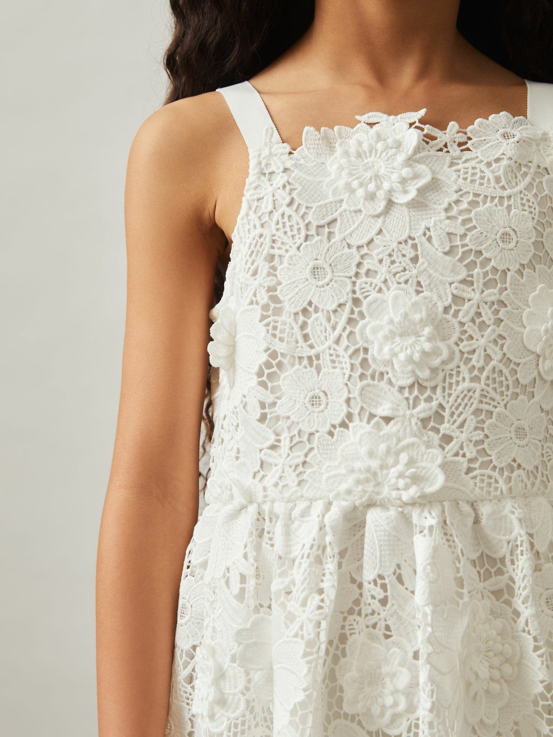 Reiss 9-13 yrs Guipure-Lace Midi Dress in Ivory