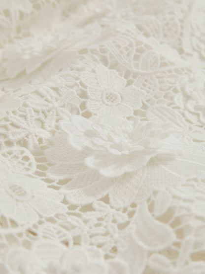Reiss 9-13 yrs Guipure-Lace Midi Dress in Ivory