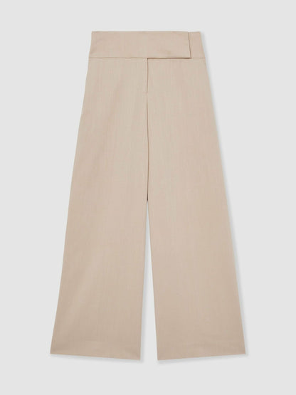 Reiss Petite Lyocell-Linen Wide-Leg Trousers in Neutral