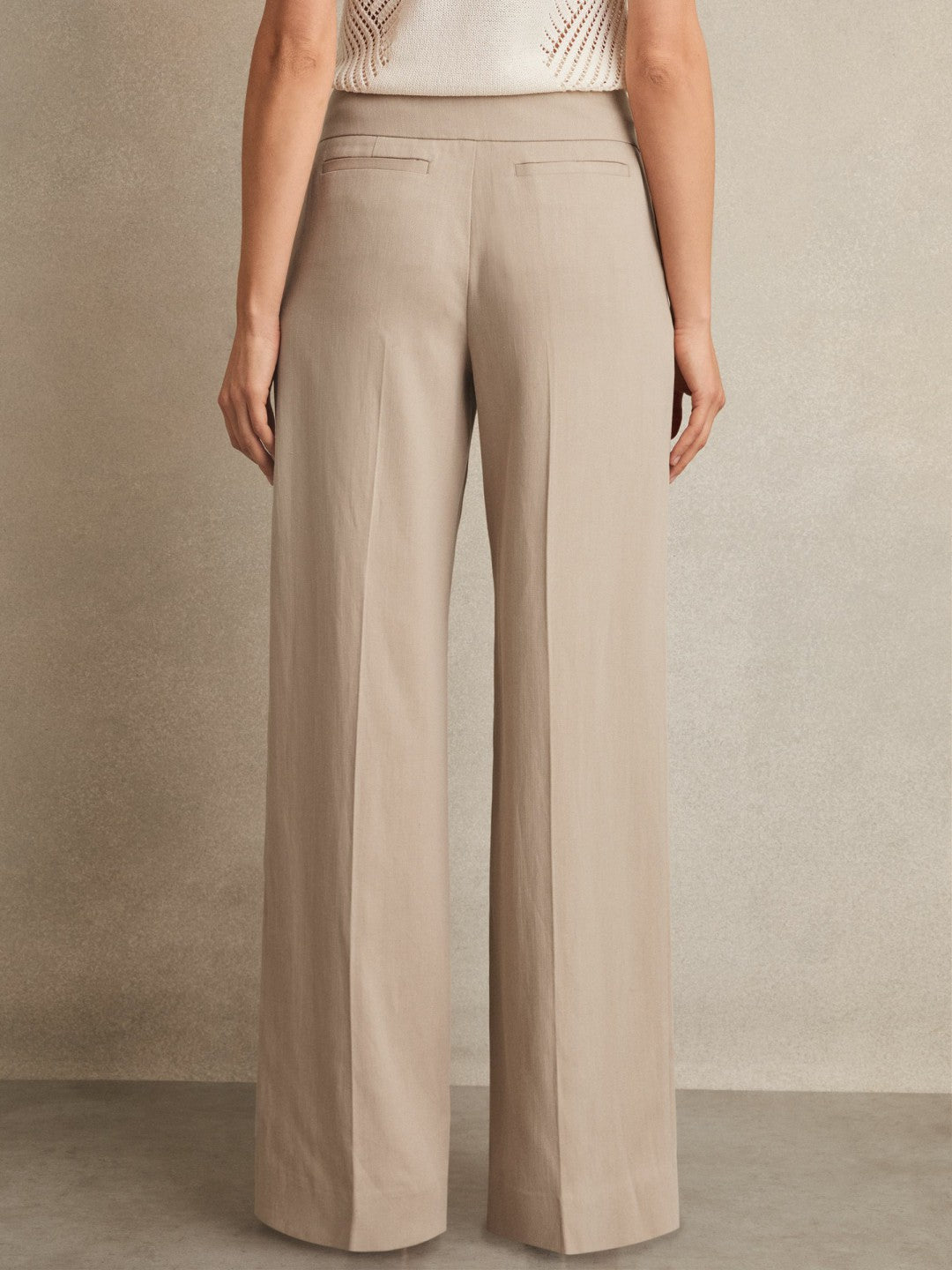 Reiss Petite Lyocell-Linen Wide-Leg Trousers in Neutral