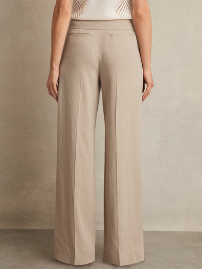 Reiss Petite Lyocell-Linen Wide-Leg Trousers in Neutral