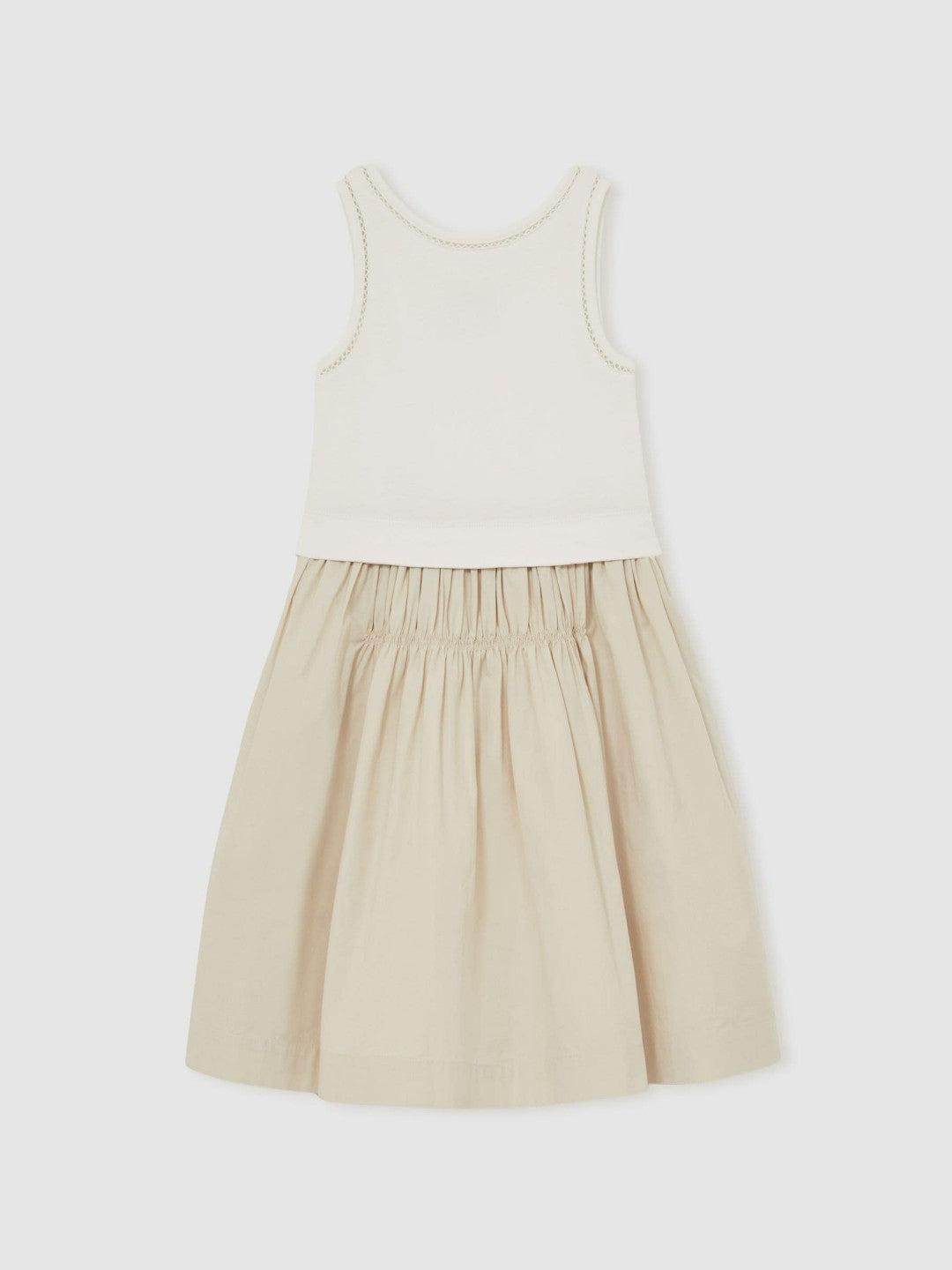 Reiss 9-13 yrs Cotton Layered Sleeveless Midi Dress in Neutral