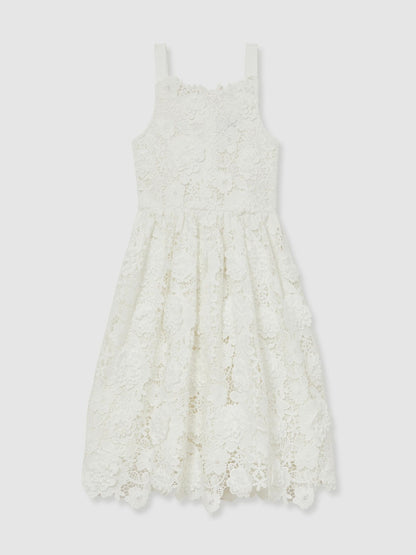 Reiss 4-9 yrs Guipure-Lace Midi Dress in Ivory