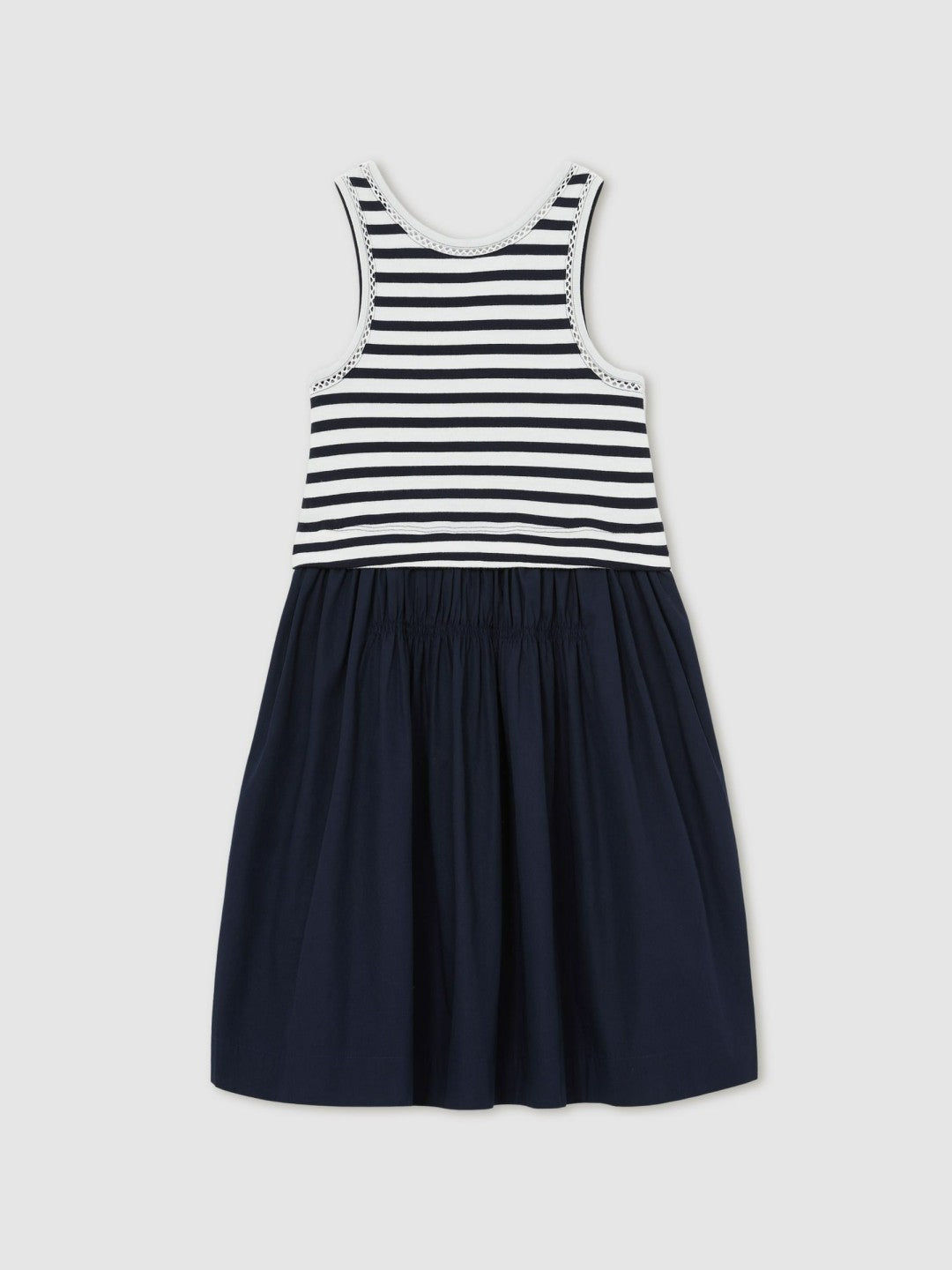 Reiss 13-14 yrs Cotton Layered Sleeveless Midi Dress in Navy