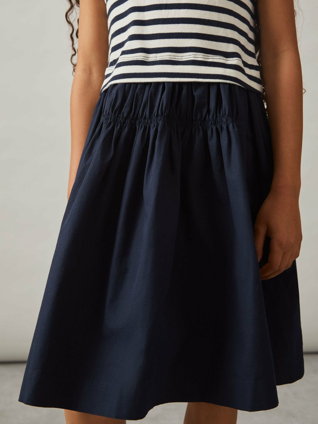 Reiss 13-14 yrs Cotton Layered Sleeveless Midi Dress in Navy