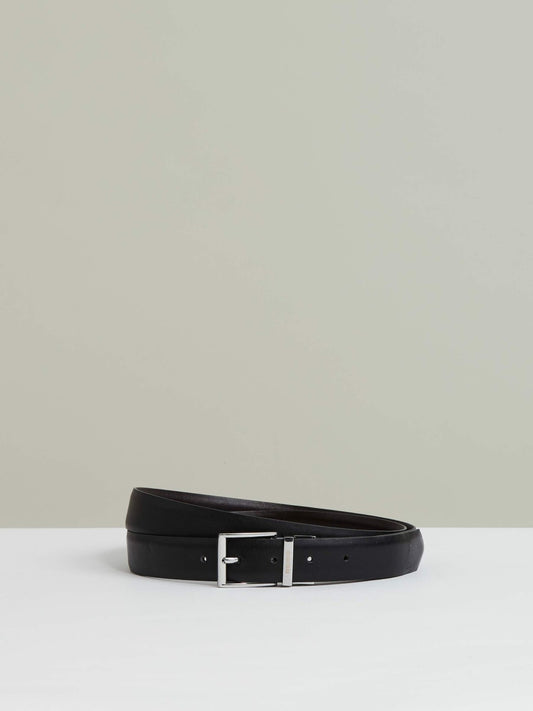 Reiss Reversible Leather Belt with Interchangeable Buckle in Black/Brown