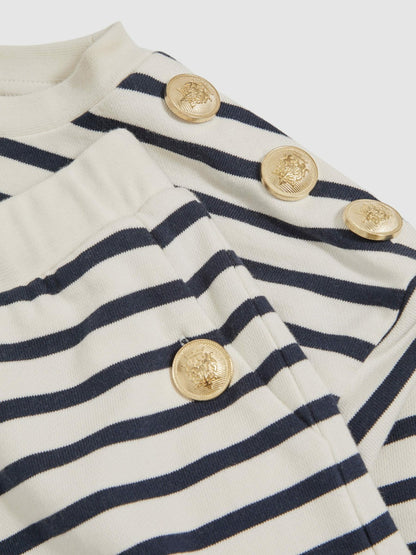 Reiss 13-14 yrs Stripe Sweatshirt and Shorts Set Cotton-Blend in Navy/Ivory