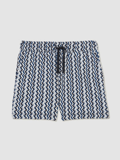 Reiss 3-9 yrs Zig-Zag Knit Drawstring Shorts in Blue