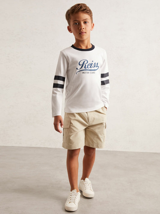 Reiss 3-9 yrs Ripstop Cargo Shorts in Light Stone