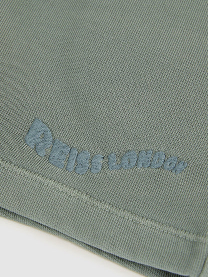 Reiss 3-9 yrs Cotton Brand-Embroidered Shorts in Washed Sage