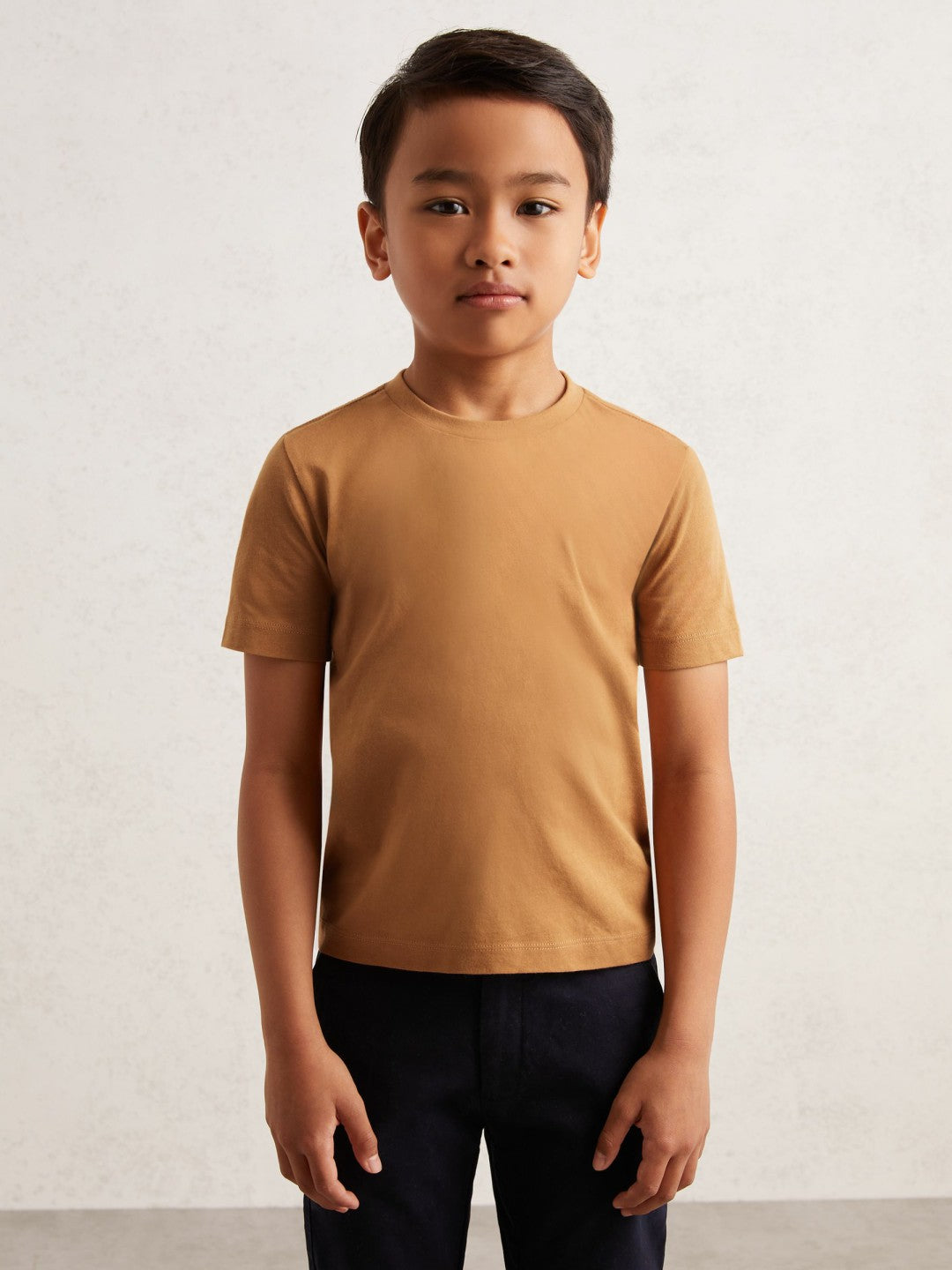 Reiss 9-13 yrs Crew Neck T-Shirt in Tan Brown