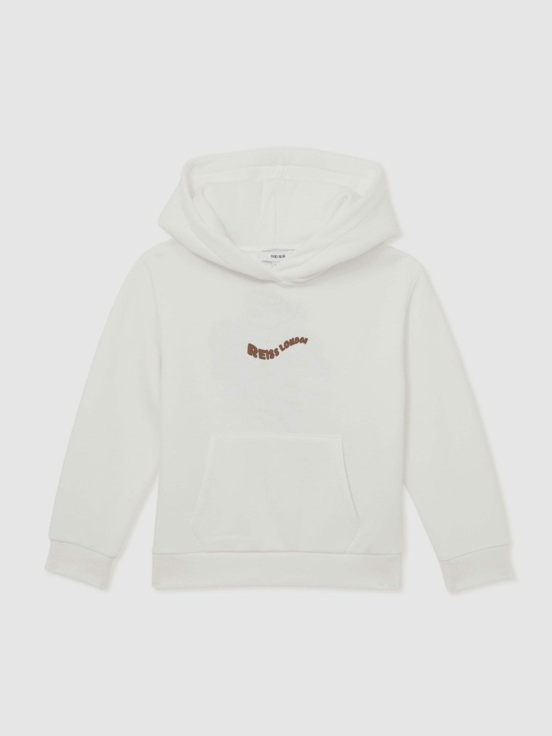 Reiss 13-14 yrs Cotton-Blend Palm-Embroidered Hoodie in Off White