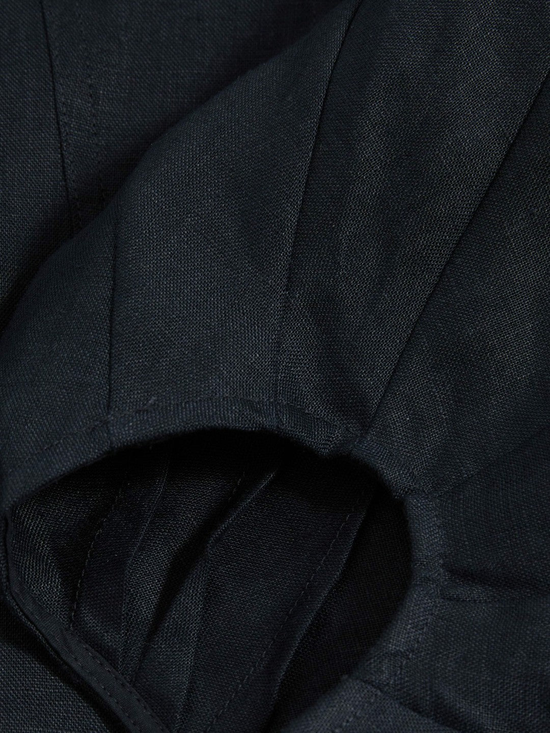 Reiss Linen Balloon-Sleeve Top in Navy
