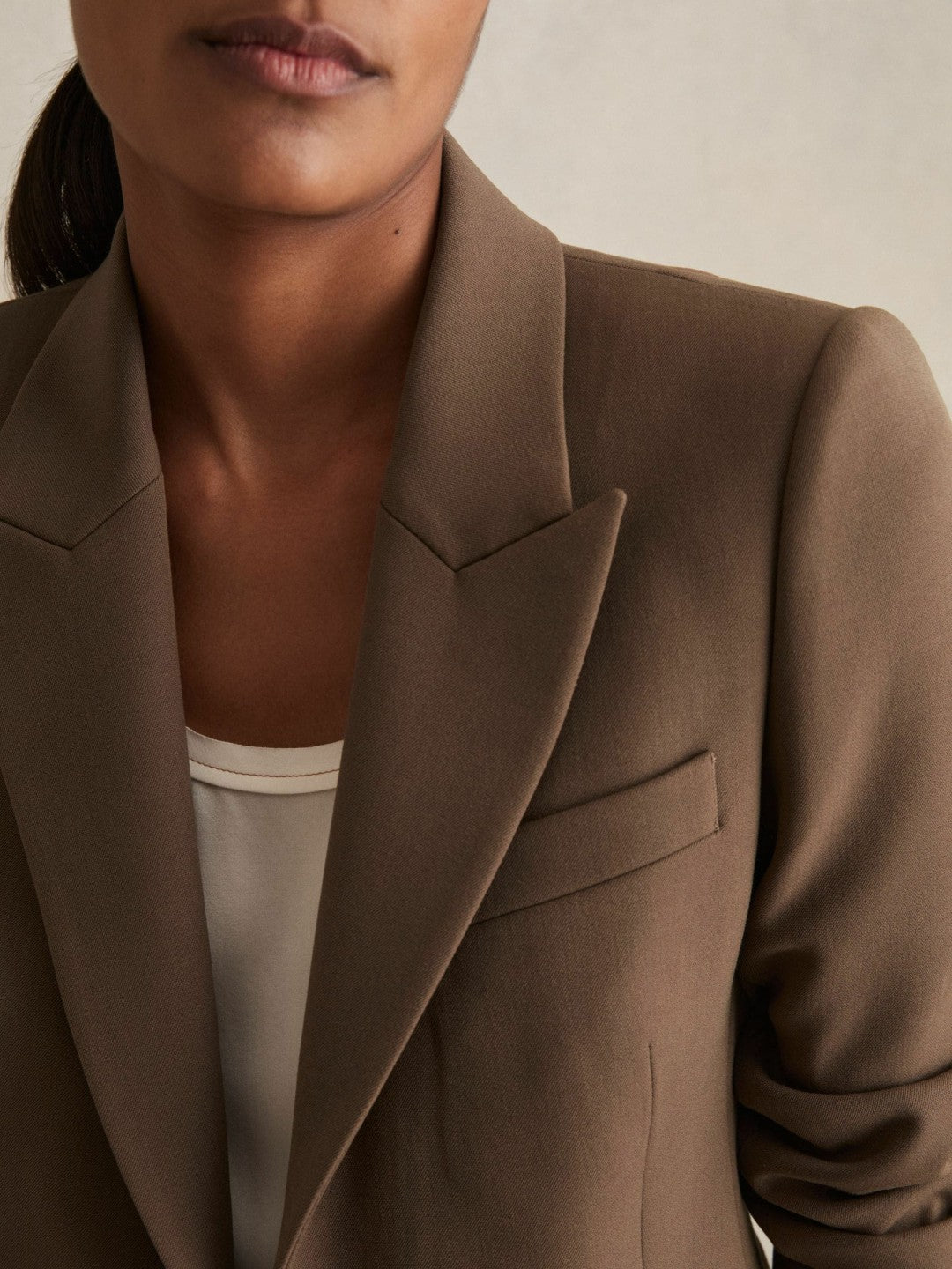 Reiss Tailored Single Breasted Suit Blazer in Mink Neutral