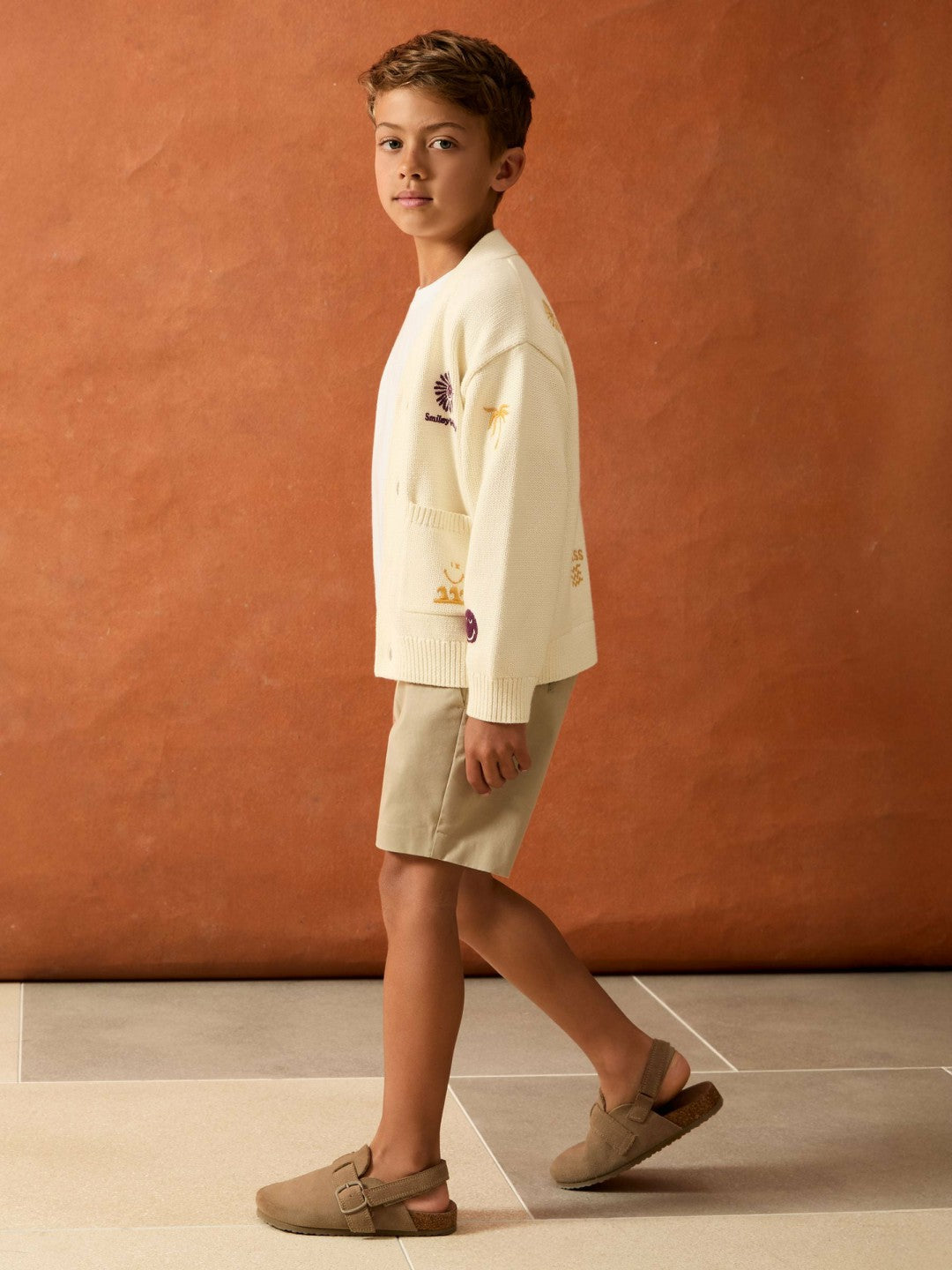 Reiss 9-13 yrs SmileyWorld Embroidery Cardigan Unisex Fit in Off White