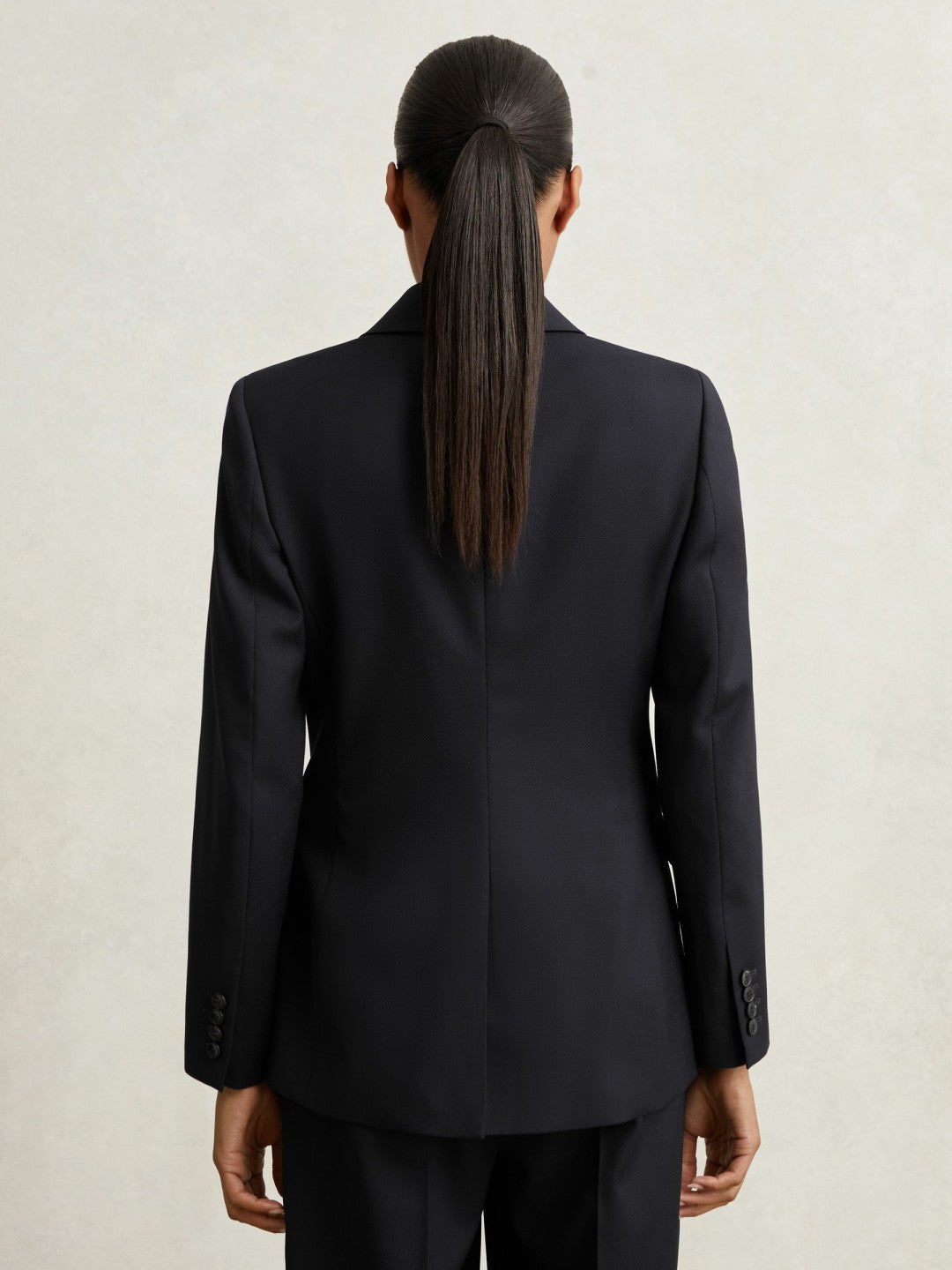 Reiss Wool Blend Double Breasted Suit Blazer in Navy