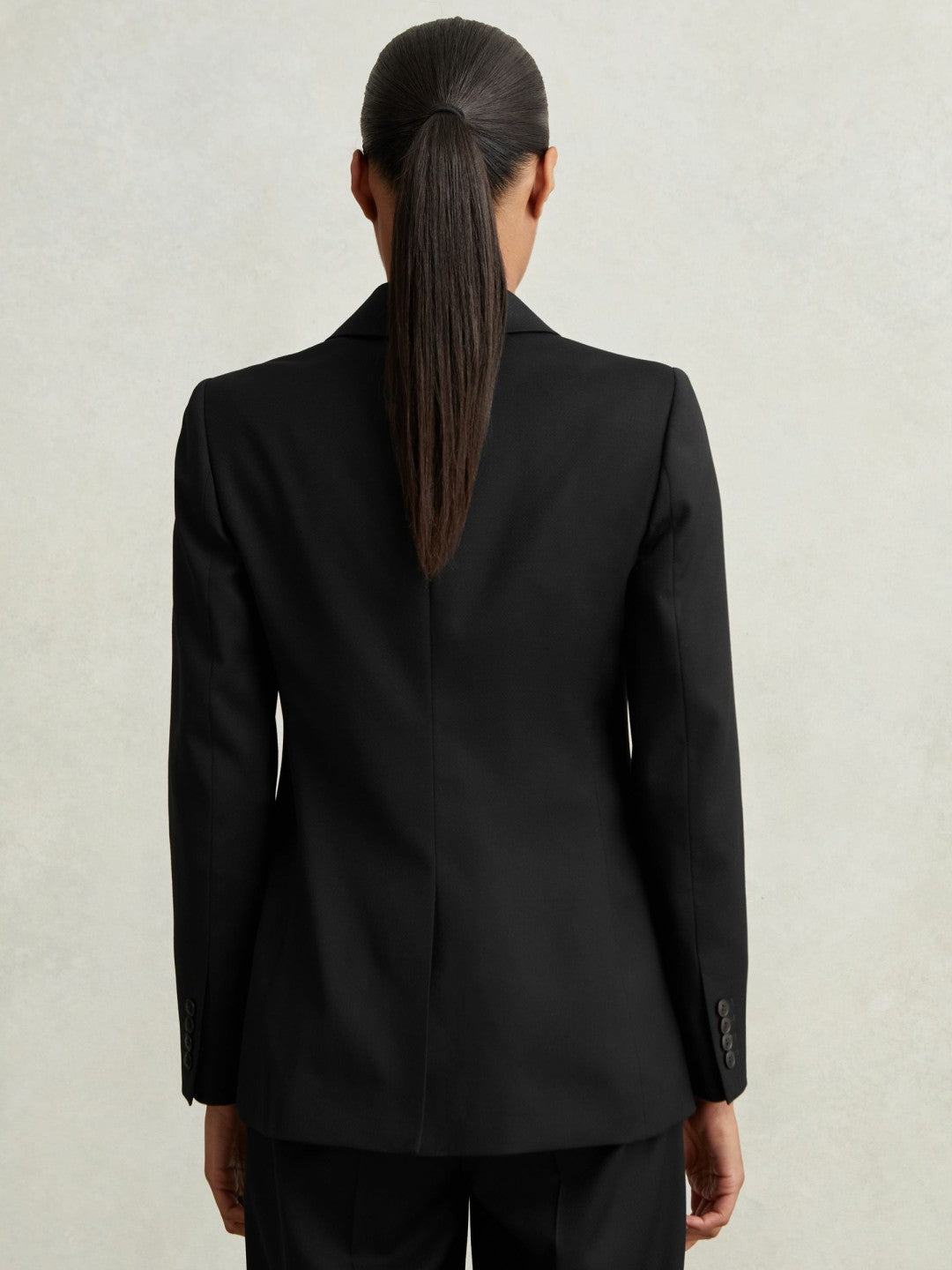 Reiss Wool Blend Double Breasted Suit Blazer in Black