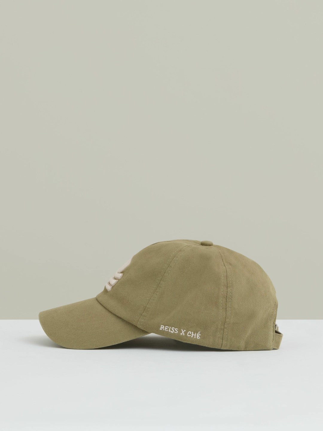 Reiss Sunset-Embroidered Cap in Washed Sage