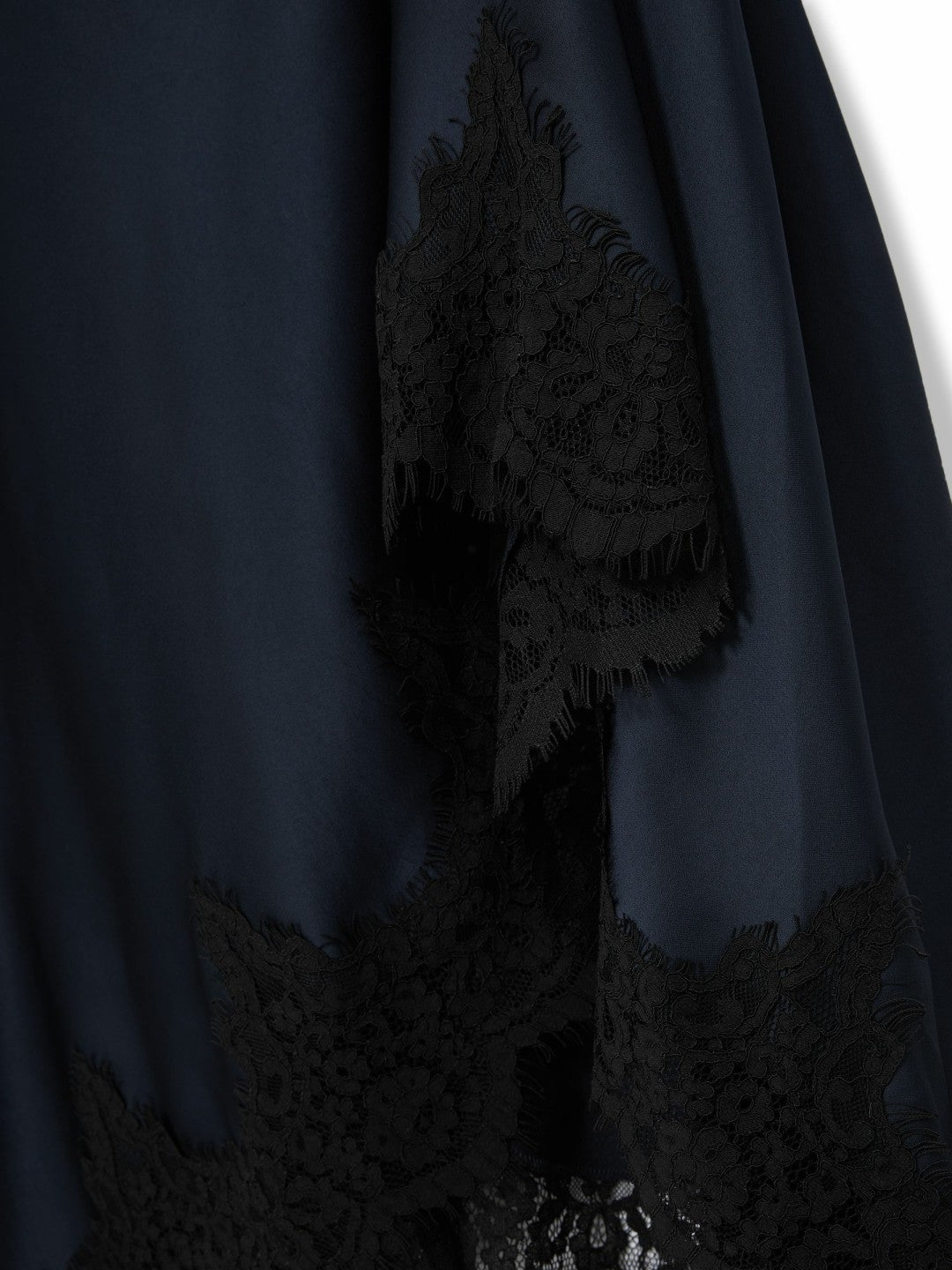 Reiss Petite Satin Drape Lace-Trim Dress in Navy