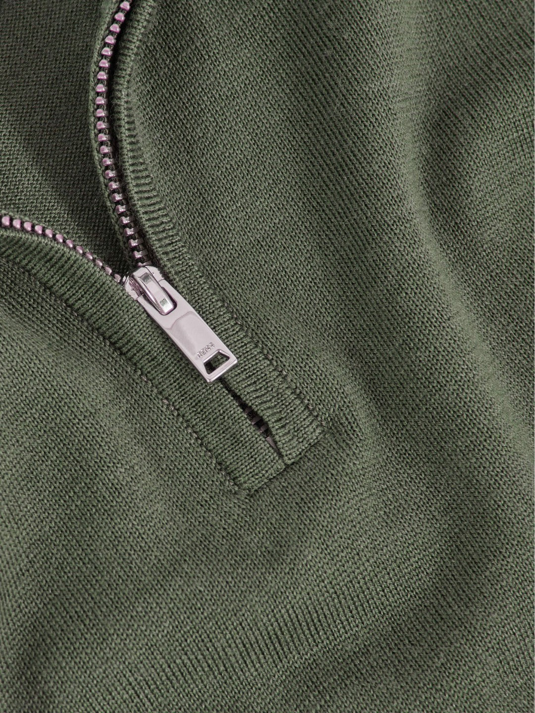 Reiss 9-13 yrs Merino Wool Half-Zip Funnel Neck Jumper in Kale Green