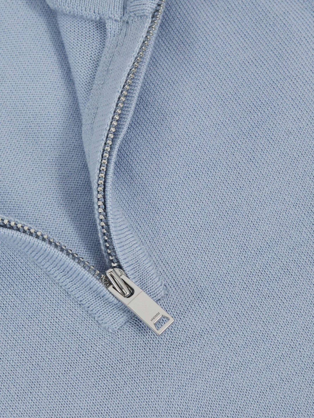 Reiss 9-13 yrs Merino Wool Half-Zip Funnel Neck Jumper in Soft Blue Melange