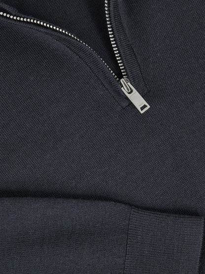 Reiss 3-9 yrs Merino Wool Half-Zip Funnel Neck Jumper in Midnight Navy