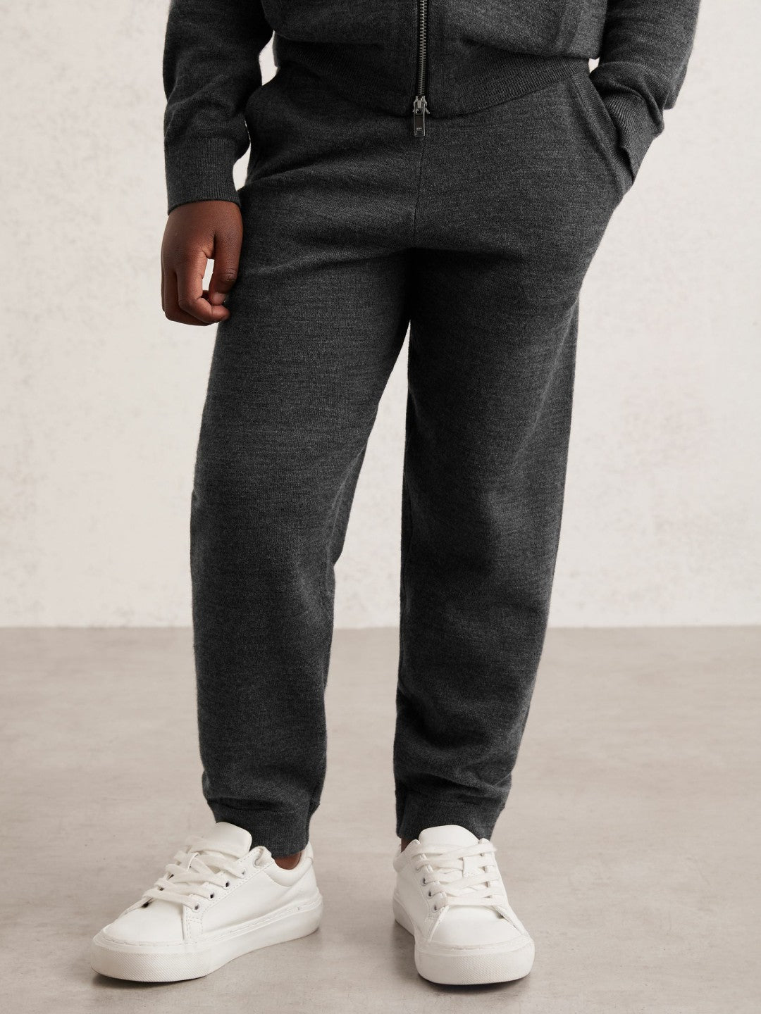 Reiss 3-9 yrs Merino Wool Cuffed Joggers in Derby Grey Melange