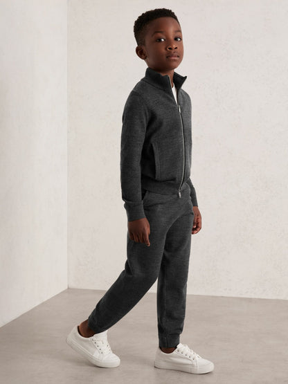 Reiss 9-13 yrs Merino Wool Cuffed Joggers in Derby Grey Melange