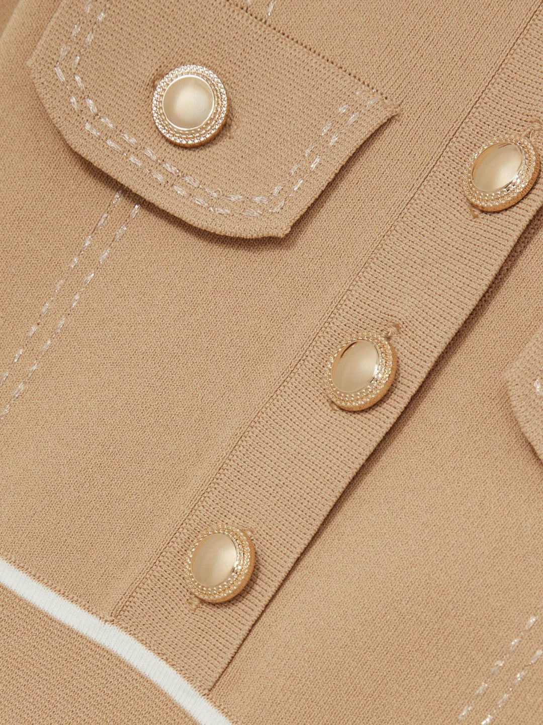 Reiss 13-14 yrs Button-Detail Stripe Knitted Dress in Camel