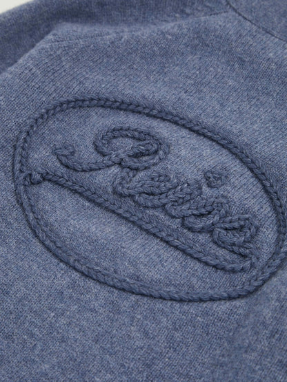 Reiss 3-9 yrs Wool Embroidered-Logo Cardigan in Dark Airforce Blue
